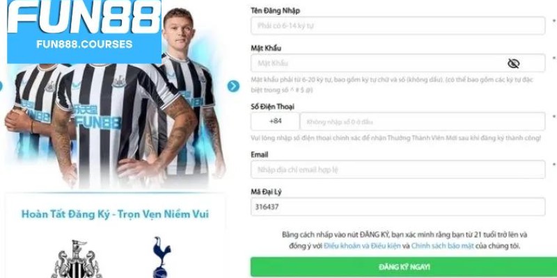 Lưu ý khi đăng ký fun88